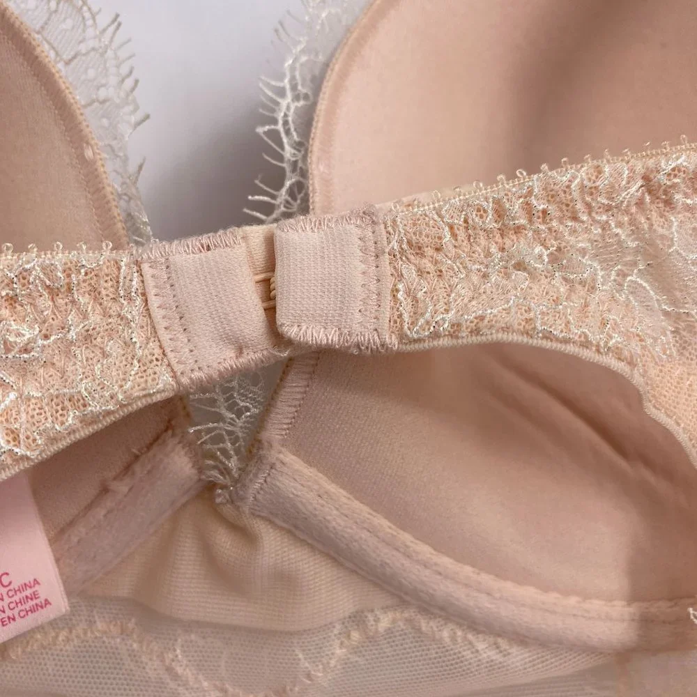 Victoria's‎ Secret blush pink lace sheer corset cami size 36C key hole back sexy